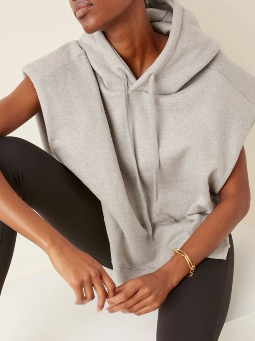 The Frankie Shop Alex Sleeveless Statement Shoulder Hoodie NWT | Heather Grey
